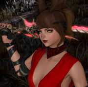 profile pic of Tallie wearing red and carrying a glowing red viper weapon